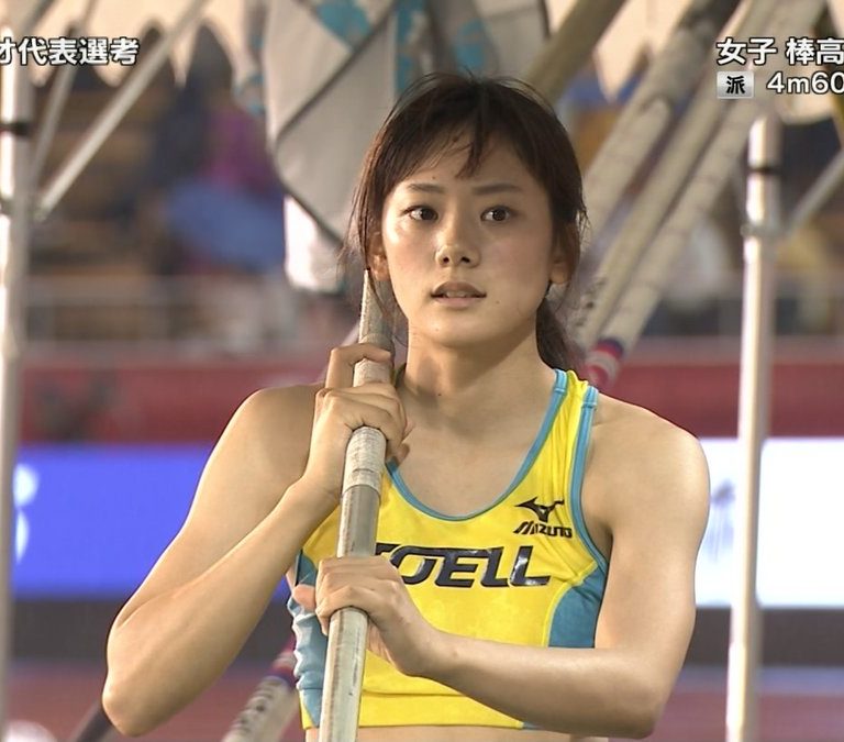 25歲的今野美穂是日本撐竿跳運動員，埼玉縣出身。雖然未是國家奧運代表，但就出戰過第19屆亞洲田徑錦標賽，跳出3米75的紀錄奪得第五名。