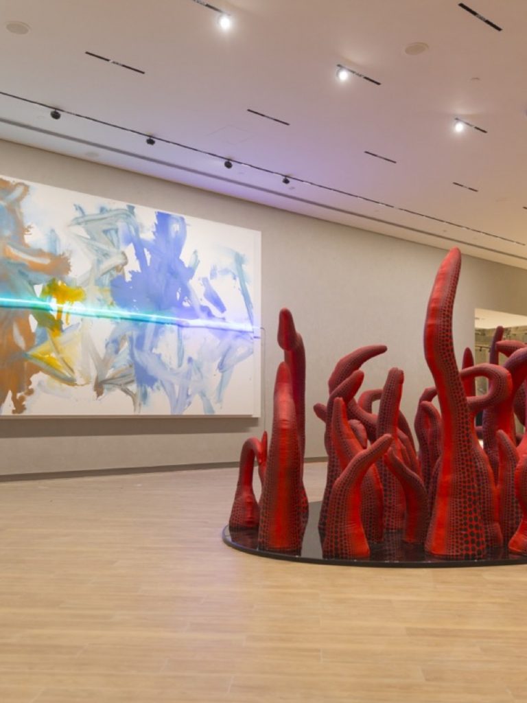 (Front) Yayoi Kusama, The Moment of Regeneration, (Back) Mary Weatherford