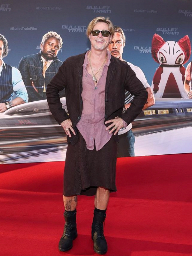 Brad Pitt驚喜穿裙裝現身《Bullet Train》宣傳活動 | 回顧性感男神9個經典造型