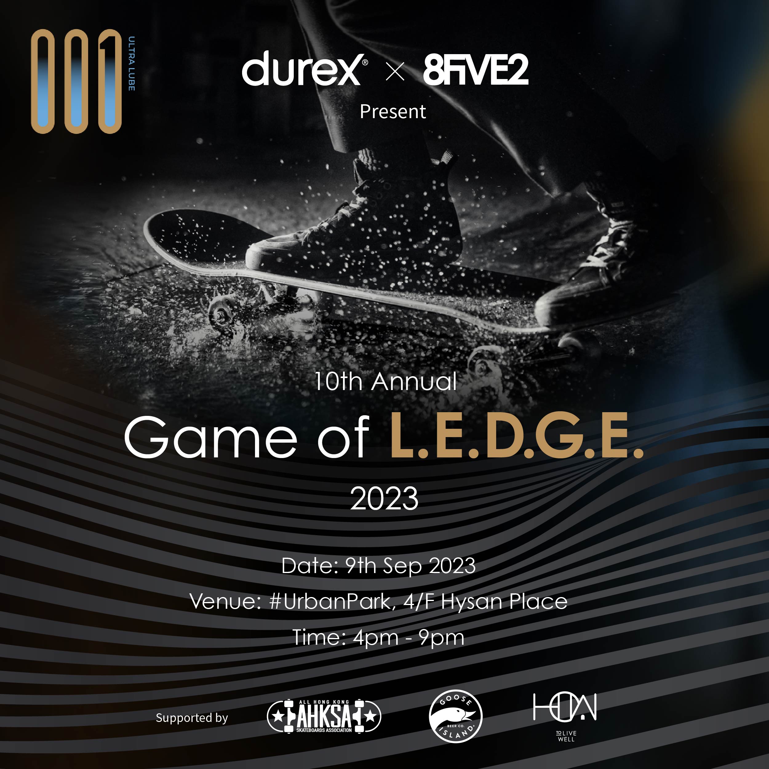 聯乘香港滑板潮牌8FIVE2舉辦矚目比賽！ 立即答問題有機會獲得Durex杜蕾斯001倍滑裝隨身包