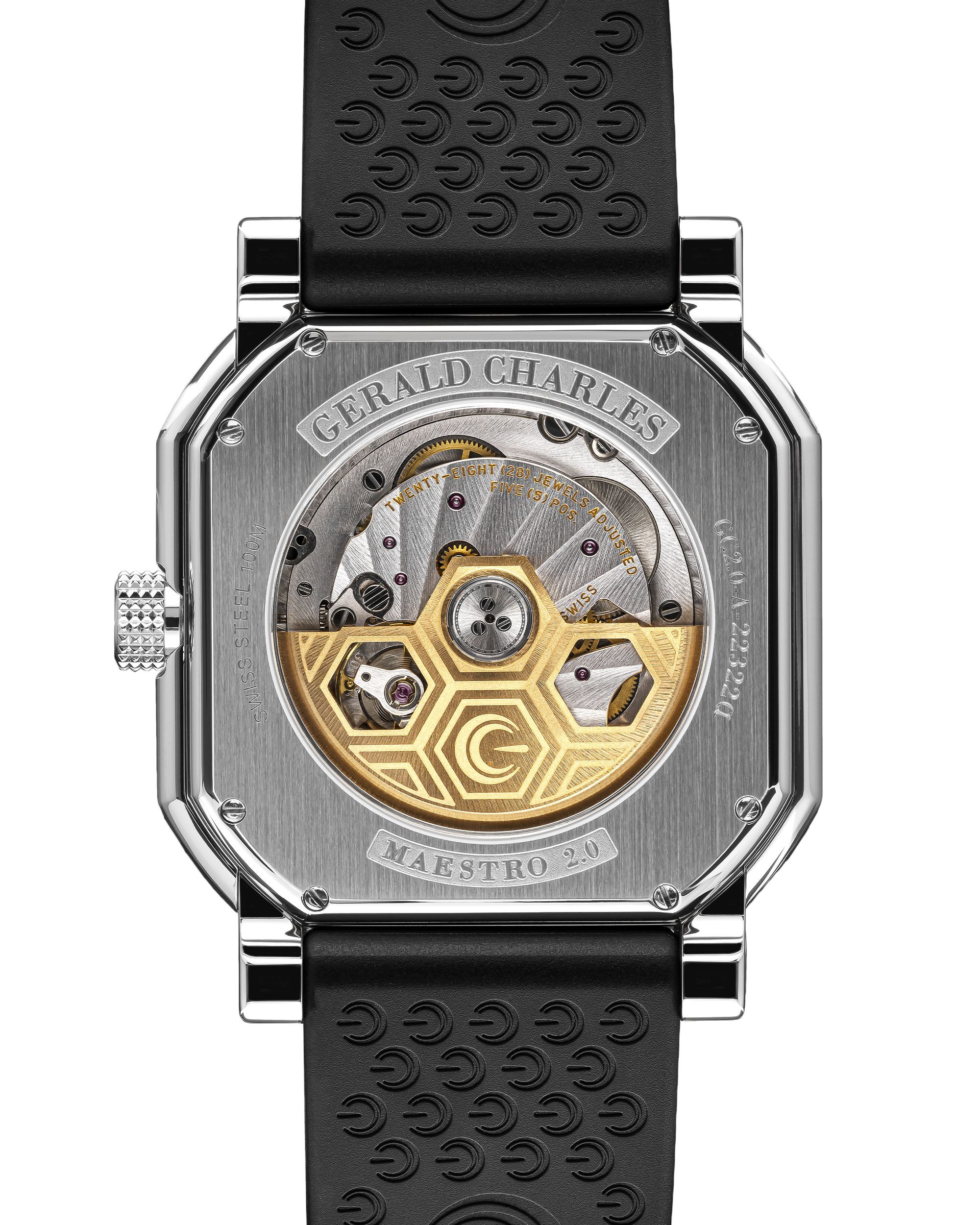 Gerald Charles Maestro 2.0 Ultra-Thin 精鋼運動錶錶背，透視超薄GCA3002自動機芯
