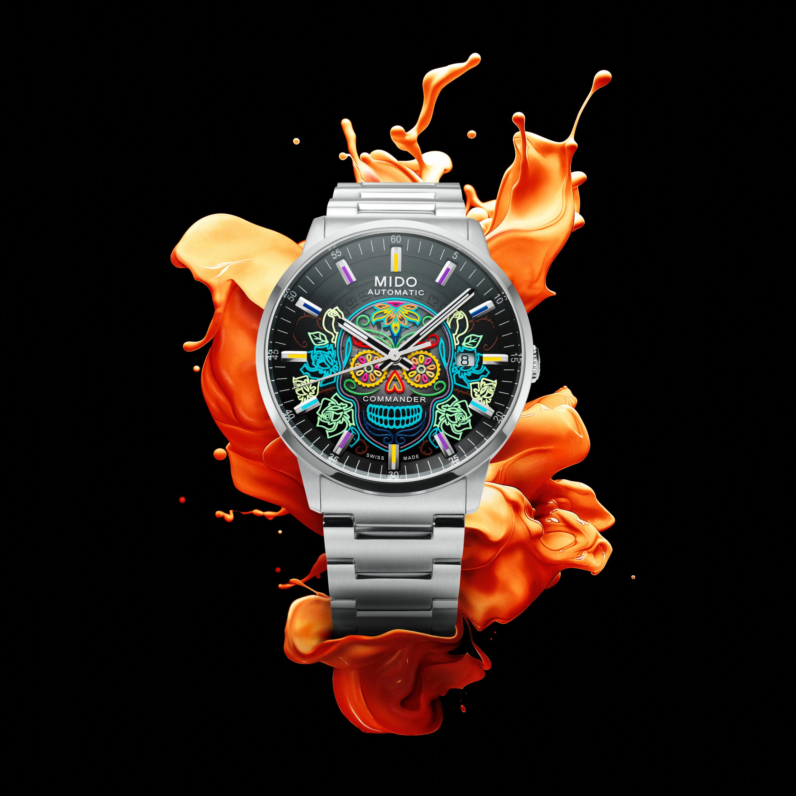Mido美度表亡靈節主題骷髏頭腕錶Commander Gradient Catrines