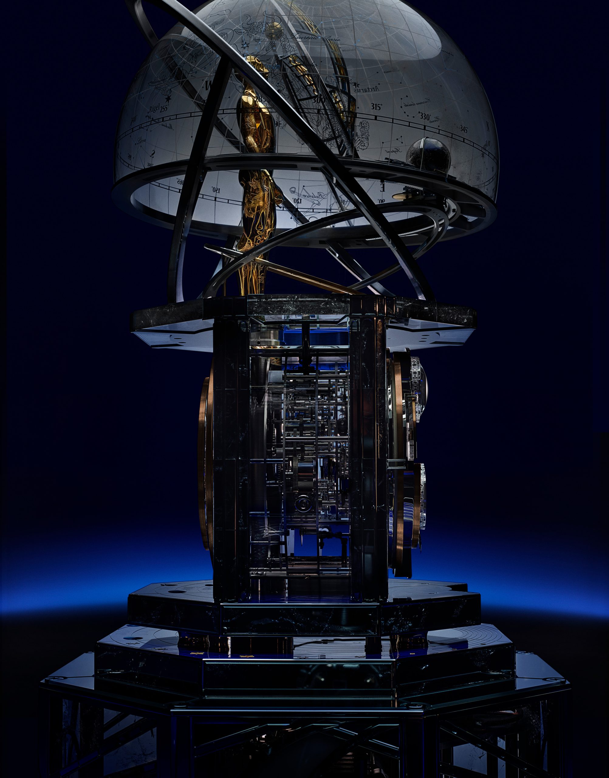 穹頂上的星空圖精準展現1755年9月17日 上午10時日內瓦天空中的星座分佈。這是創始人Jean-Marc Vacheron簽署了首份學徒契約的時刻,標誌江詩丹頓品牌正式成立。星空圖所顯示的星座和星體方位經過江詩丹頓與日內瓦天文台的天文學家合作嚴謹考證。PHOTO/ VACHERON CONSTANTIN