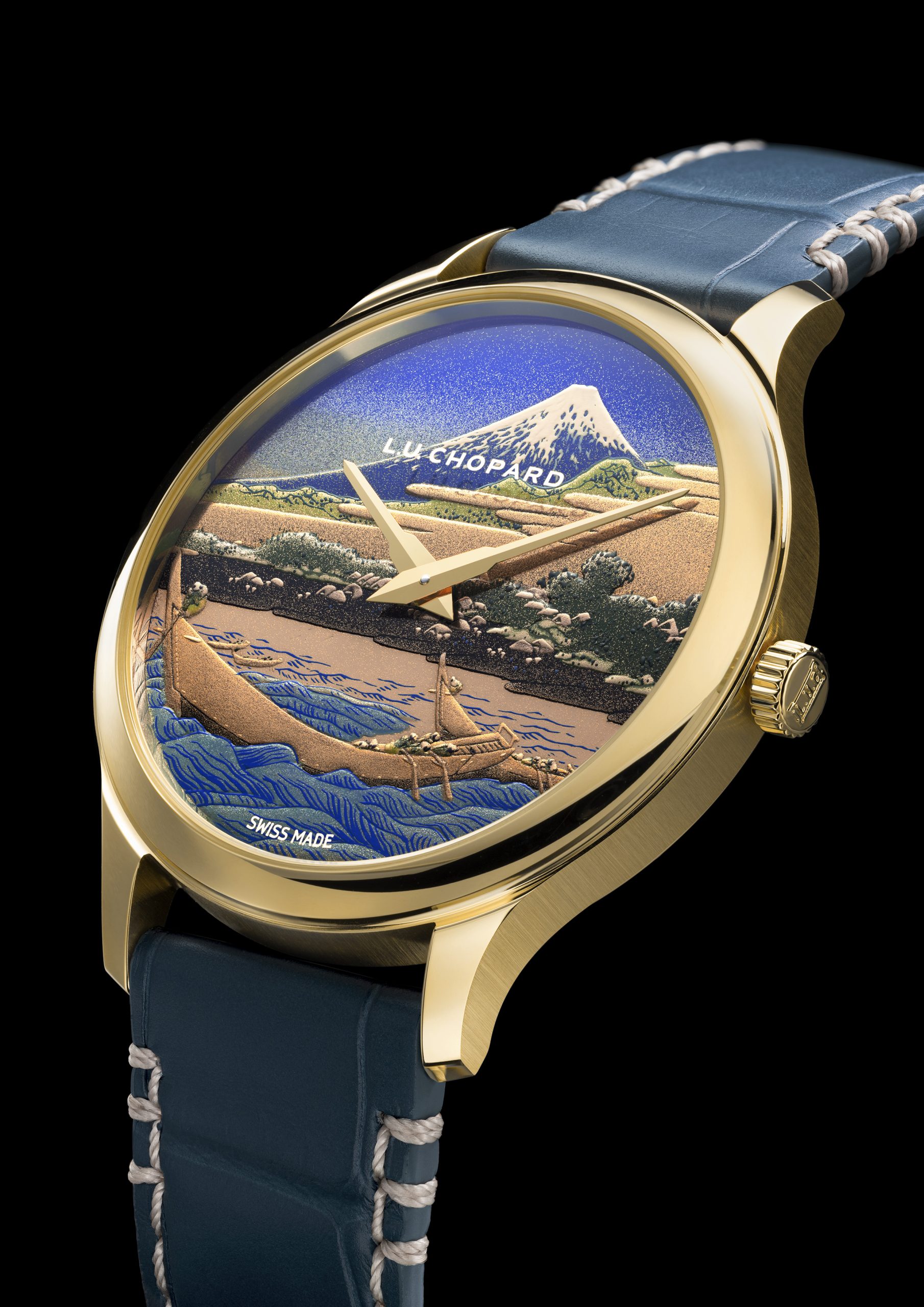 Chopard L.U.C XP Urushi Ukiyo-e限量腕錶以《富嶽三十六景》為主題,致敬日本浮世繪大師葛飾北齋經典作品。PHOTO/ CHOPARD