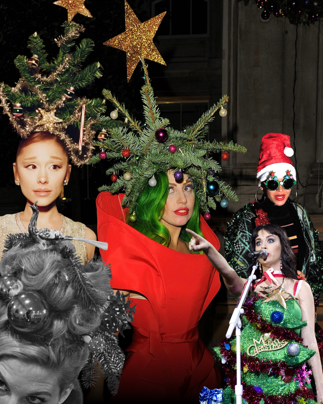 不少女星曾在不同場合以聖誕樹裝束或類似的造型示人。PHOTO / Internet