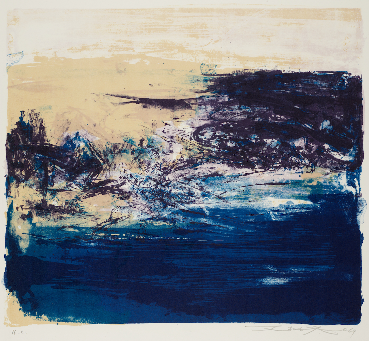 趙無極常以《無題》命名作品，為觀眾保留無限想像空間，上圖為1969年的石版印刷作品。PHOTO / Courtesy of M+, Hong Kong