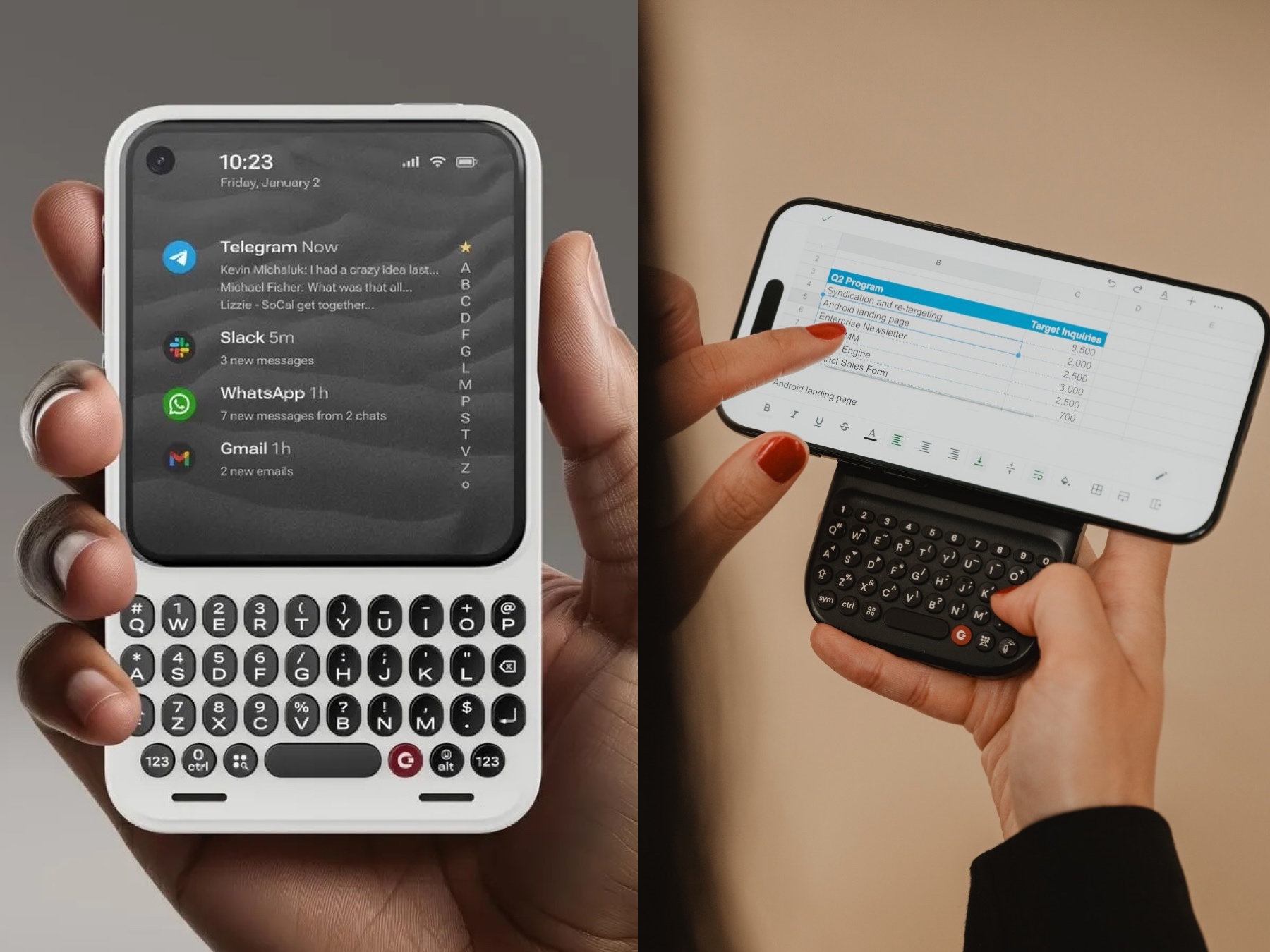 Android智能電話Communicator（左）；電話鍵盤配件Power Keyboard（右）PHOTO / Clicks