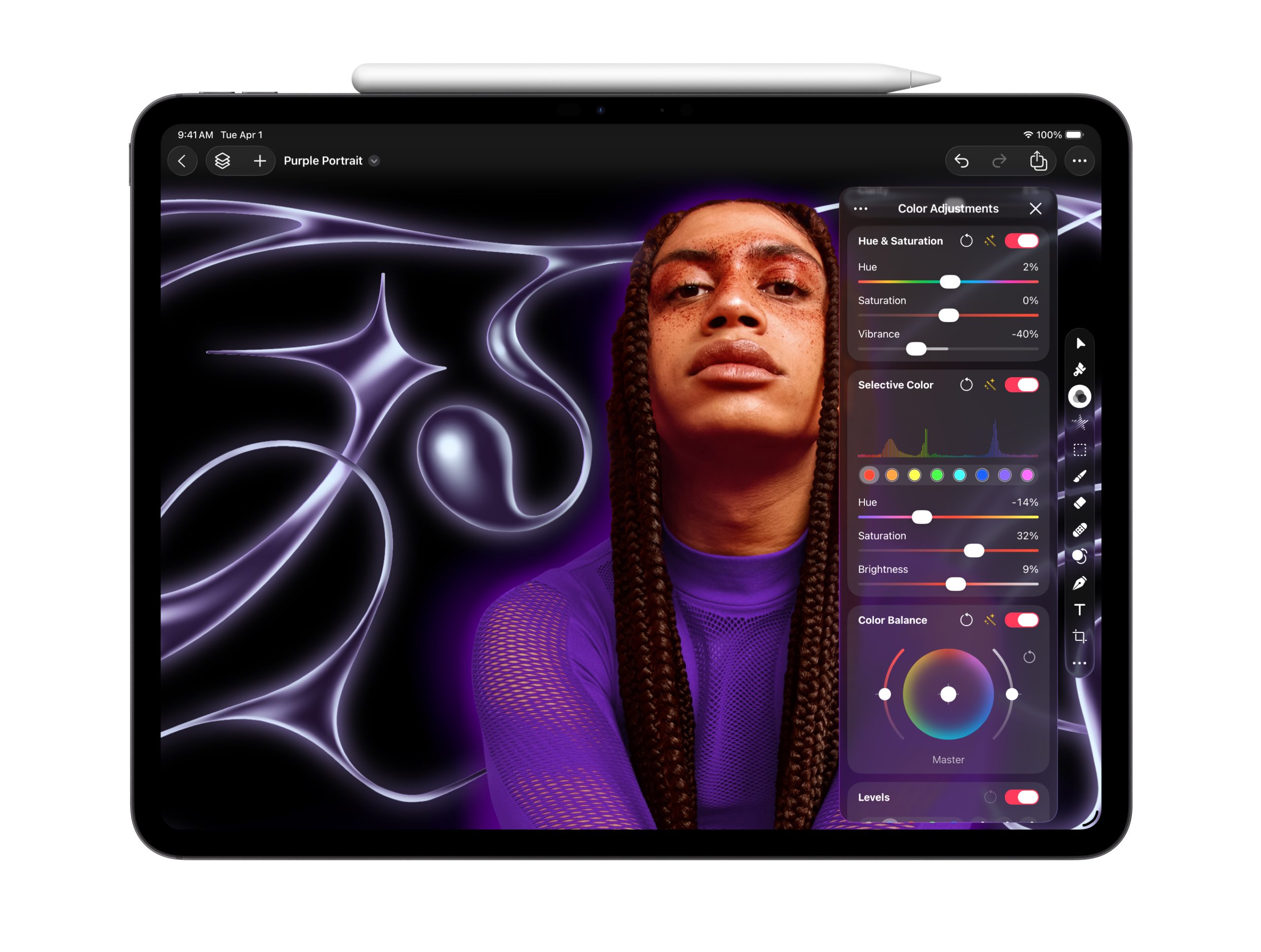 Pixelmator Pro首次登陸iPad，帶來全系列深受用家喜愛的功能，並針對觸控和Apple Pencil精心創製。PHOTO / Apple