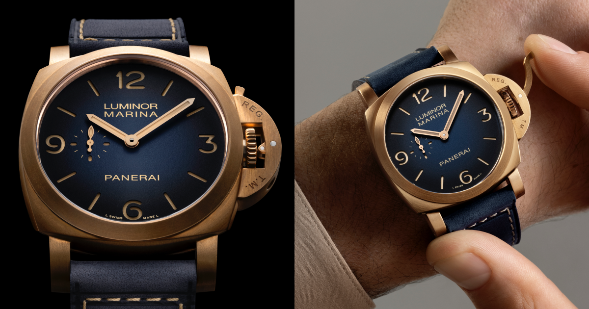 2025年，Panerai推出Luminor Marina Bronzo PAM01678，錶盤取消了3點鐘位置的日期視窗，回歸到更純粹的盤面佈局。PHOTO/ PANERAI