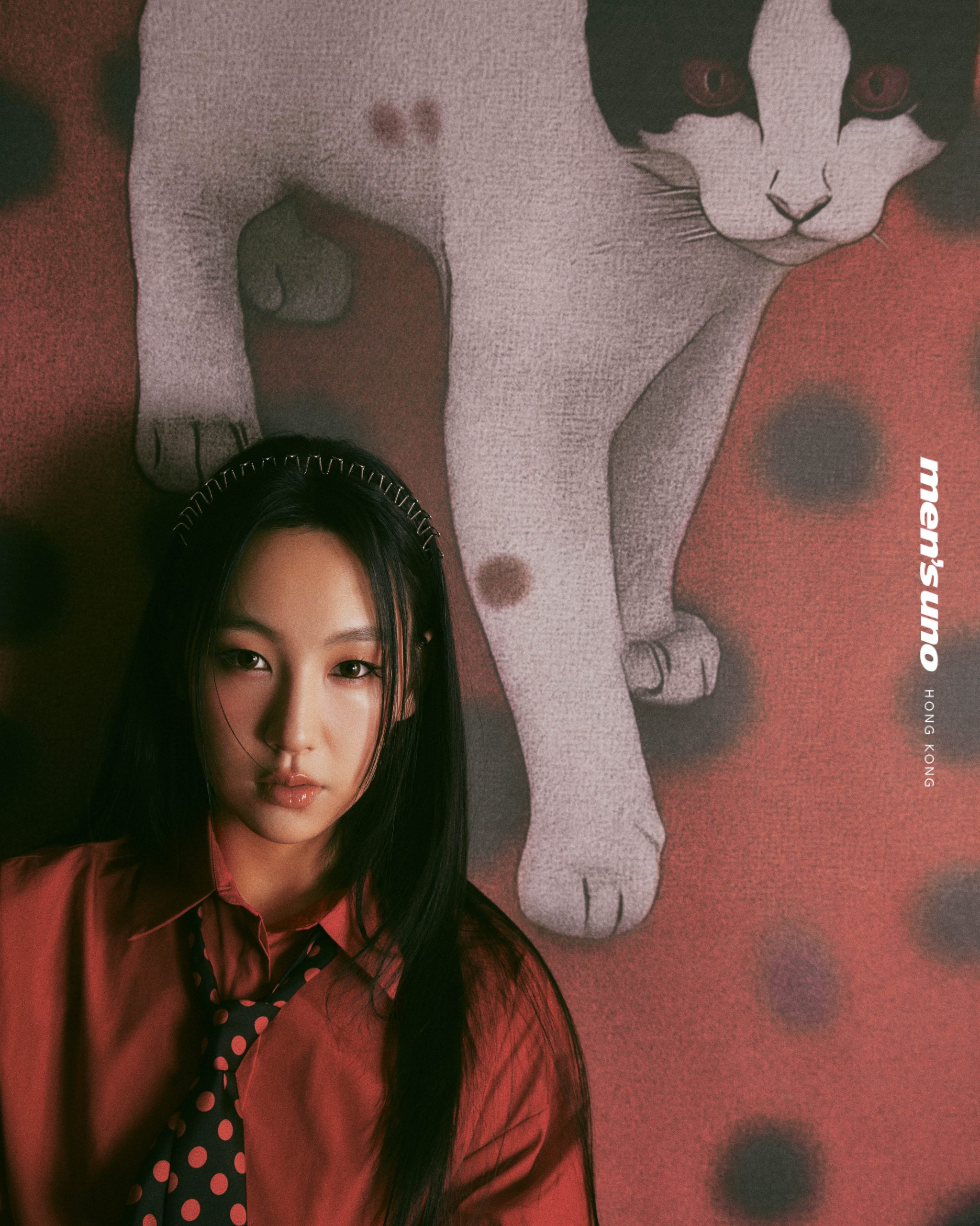 Max & Co. 紅色恤衫及紅色波點圖案領呔