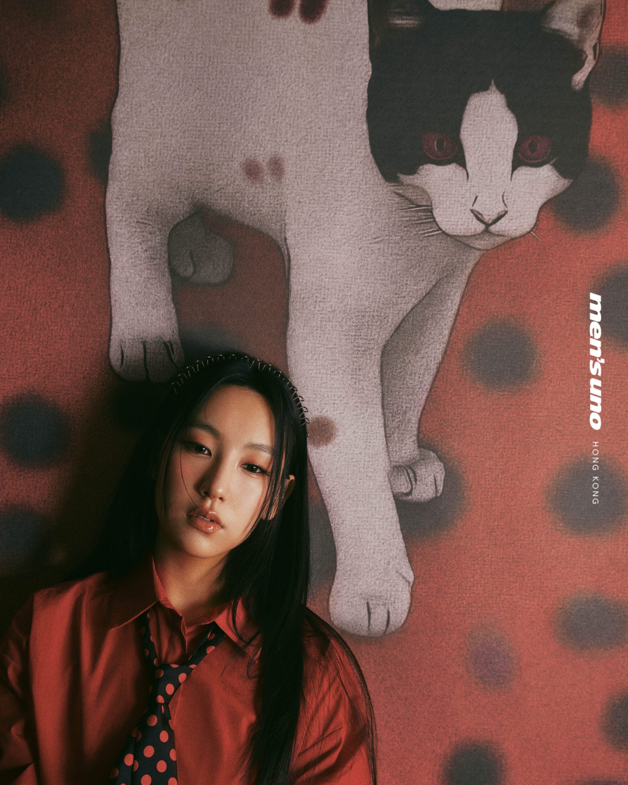 Max & Co. 紅色恤衫及紅色波點圖案領呔