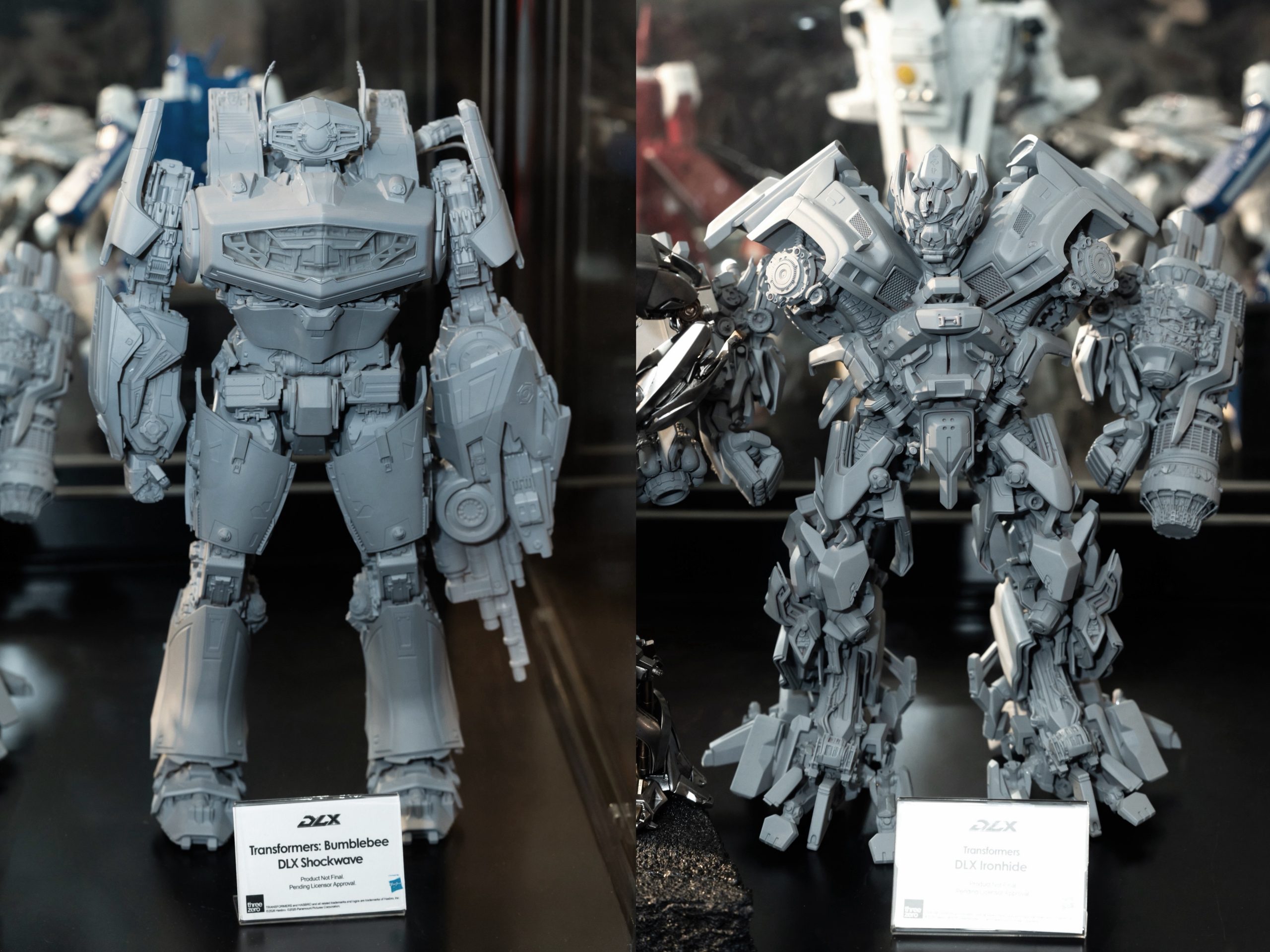 《變形金剛》DLX鐵皮和變形金剛《大黃蜂》DLX震盪波的灰辦模型在展覽中首度亮相。