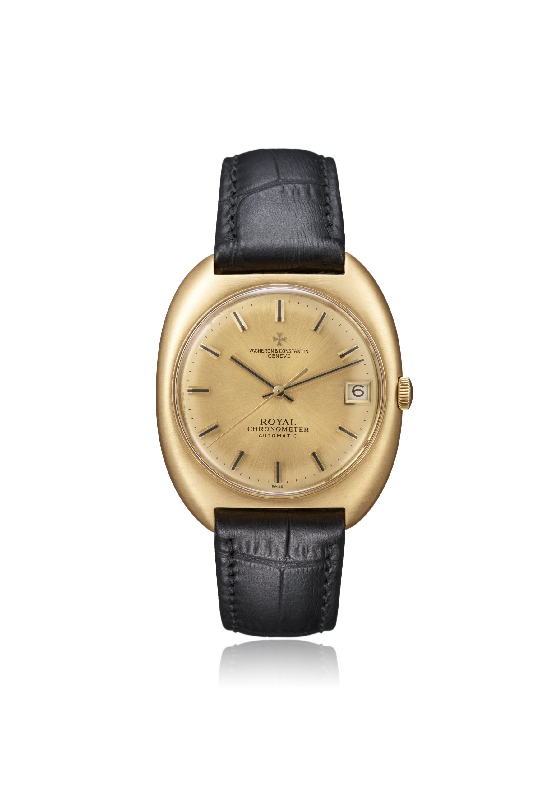 江詩丹頓1968年製Chronomètre Royal系列枕形黃金腕錶。