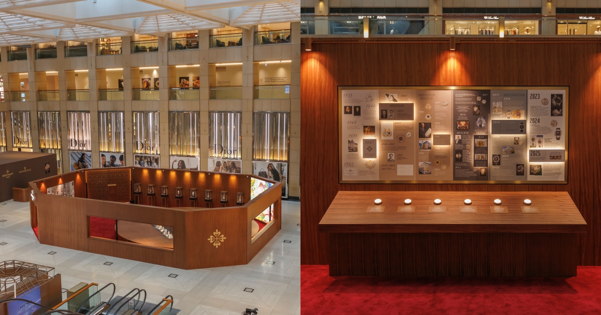 The Hour Glass與百達翡麗為配合新店開幕,於置地廣場中庭舉行期間限定展覽。PHOTO/ PATEK PHILIPPE
