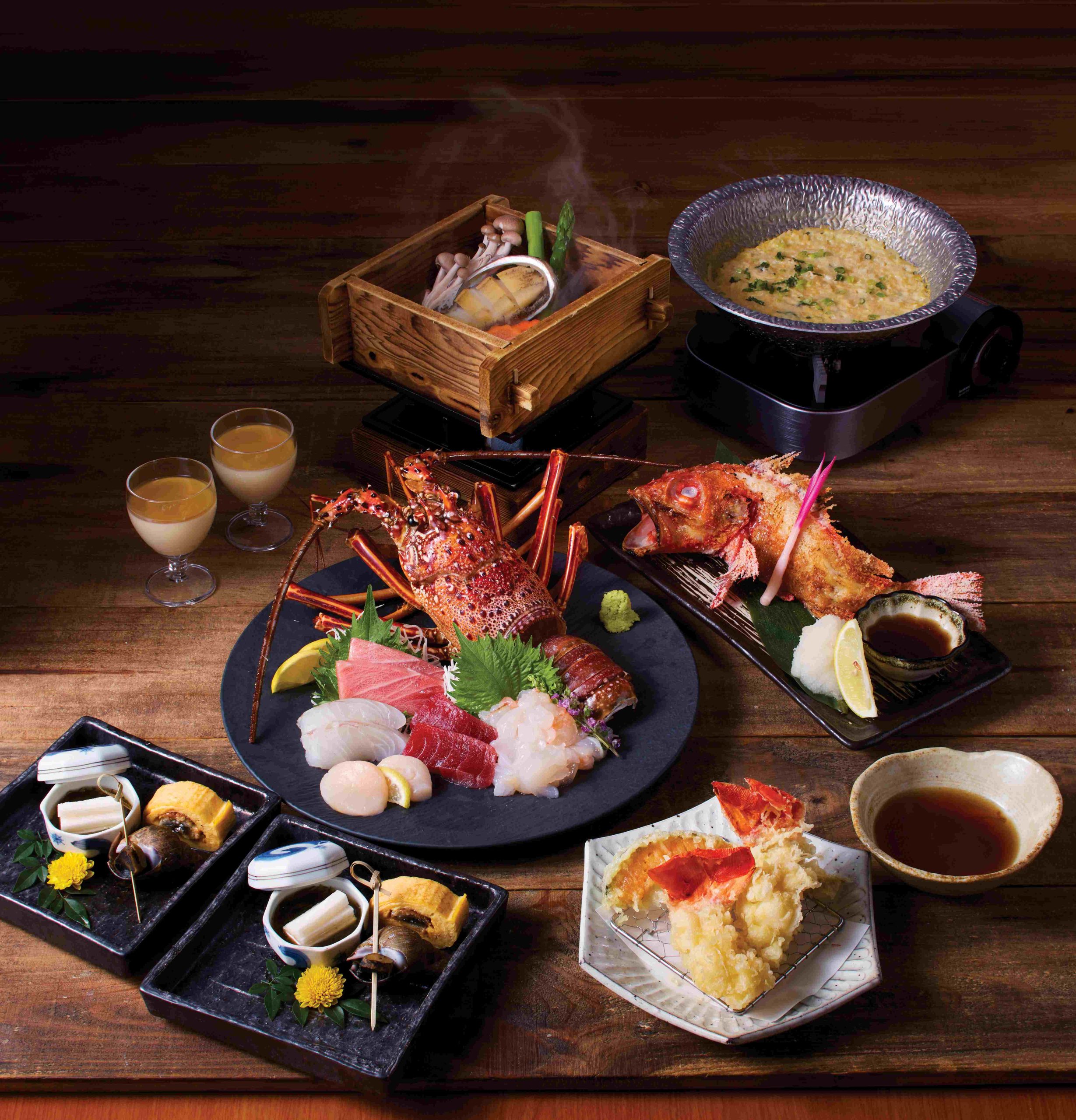 帯広はげ天龍蝦（三食）二人餐，讓食客一次過品嚐多種在地風味。PHOTO / 帯広はげ天