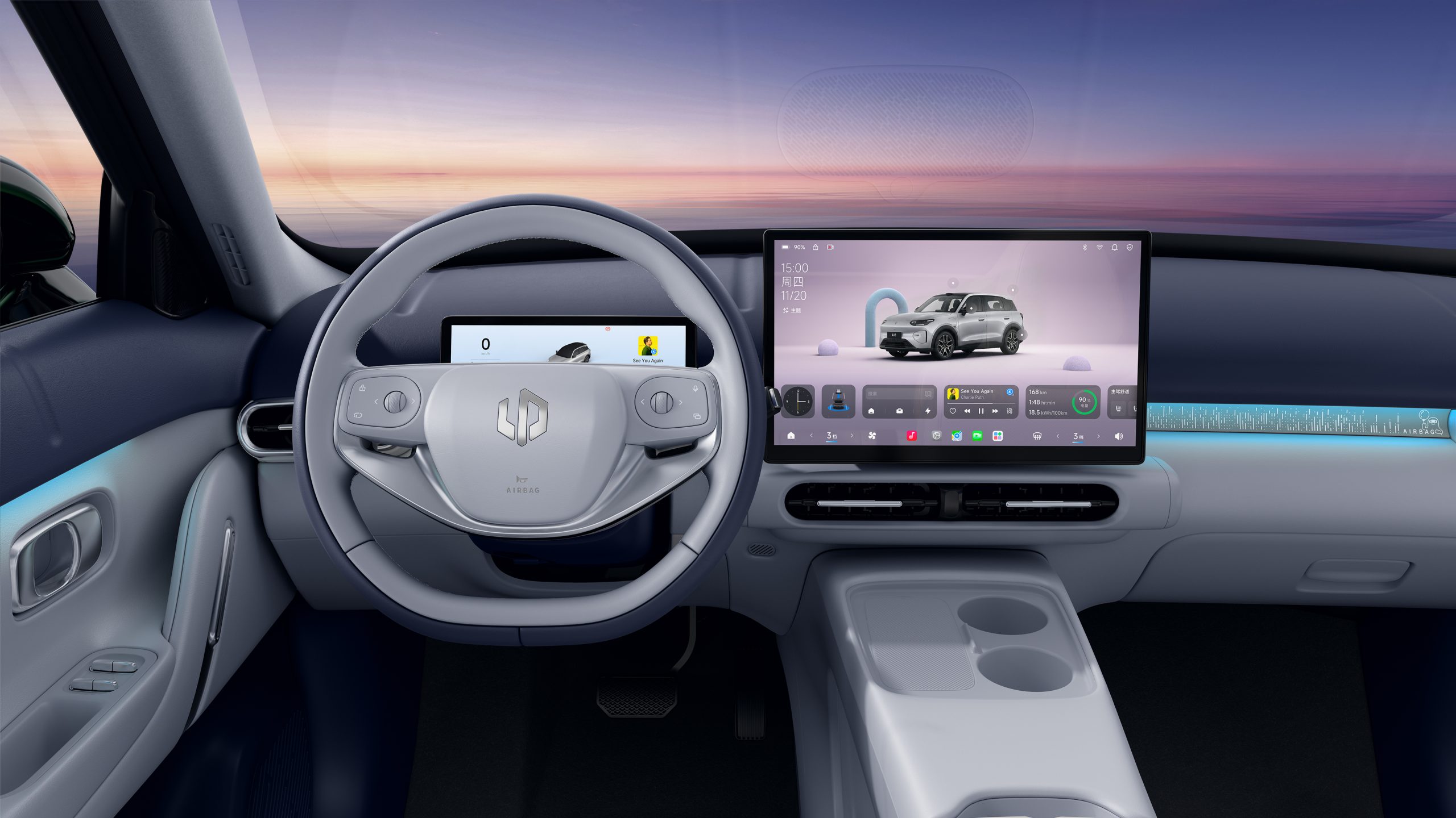 車廂配備14.6吋螢幕、8.8吋LCD儀錶板，以及由12個喇叭組成的7.1聲道音響系統。PHOTO / Leapmotor